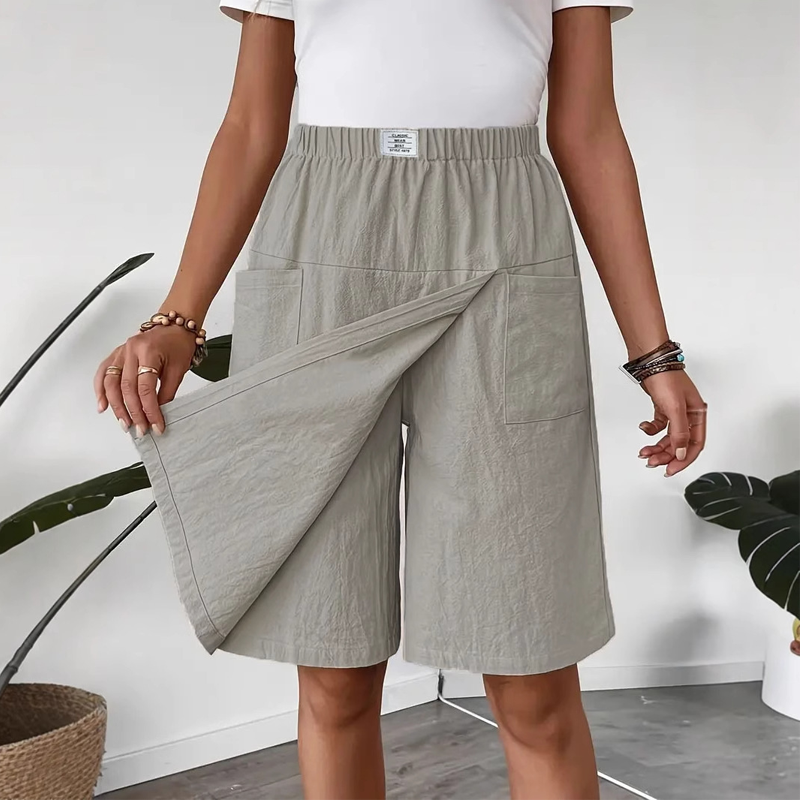 Jupe-short décontractée à taille élastique pour femme