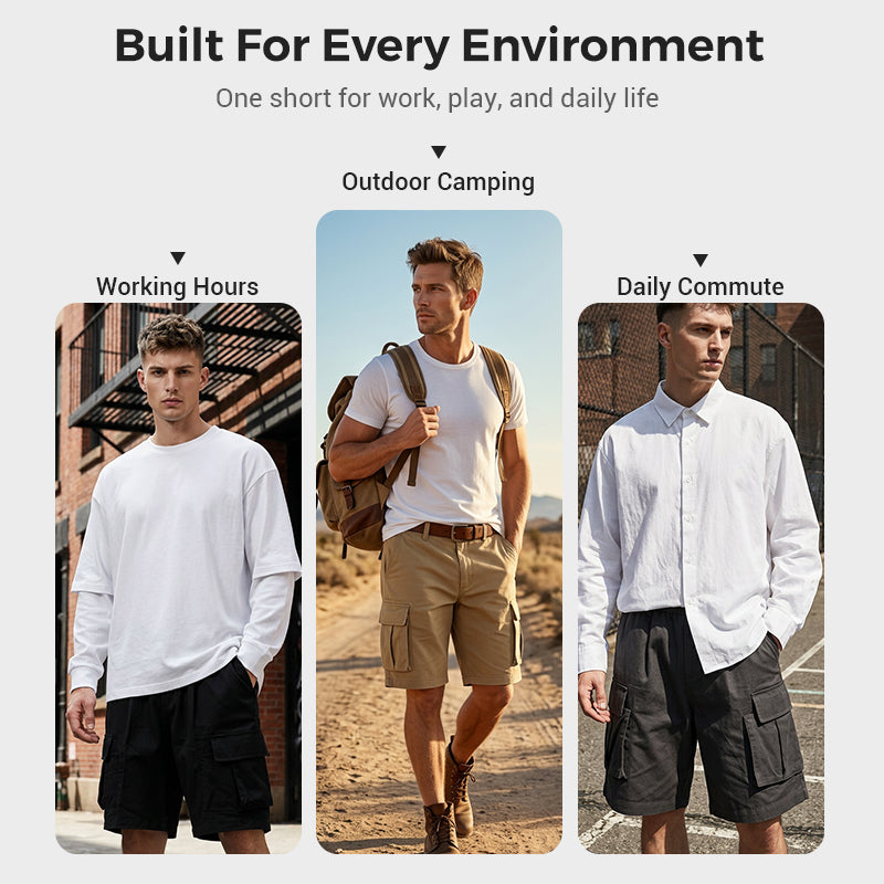 🩳 OFFRE LIMITÉE : 50 % DE RÉDUCTION ! ✨ Short cargo homme – Coupe ample, multiples poches, résistant 🍂