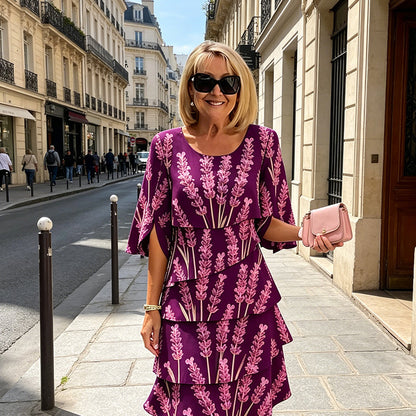 🔥Robe midi chic à volants avec motif floral✈️