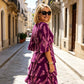 🔥Robe midi chic à volants avec motif floral✈️