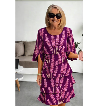 🔥Robe midi chic à volants avec motif floral✈️