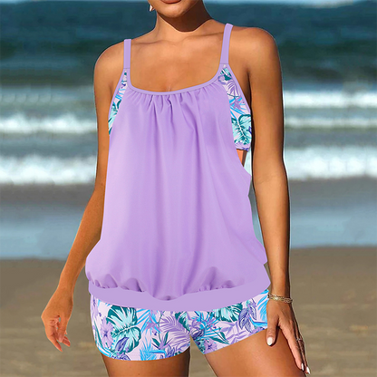Tankini deux pièces pour femme, composé d'un haut et d'un short