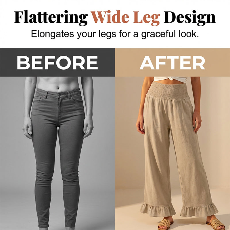 Pantalon Lounge pour Femme Style Bbohème avec Finitions à Volants