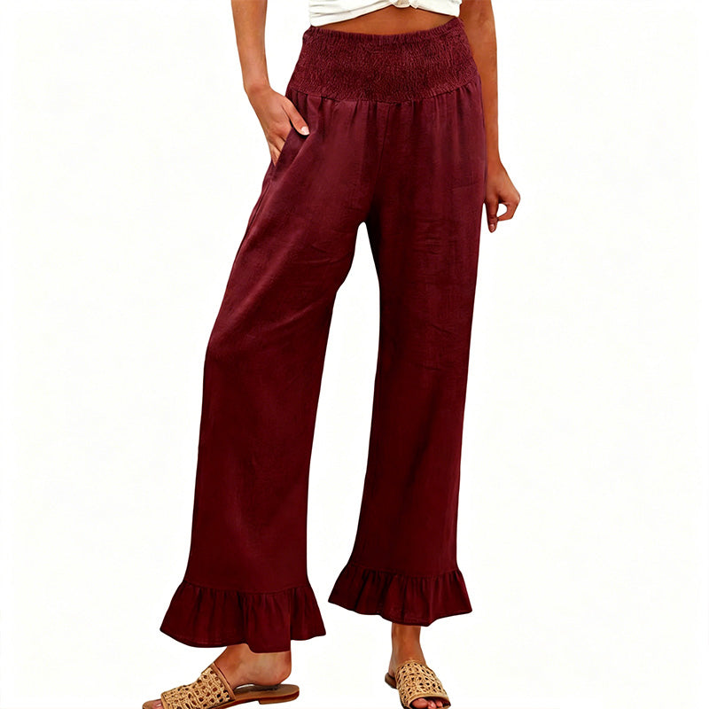 Pantalon Lounge pour Femme Style Bbohème avec Finitions à Volants