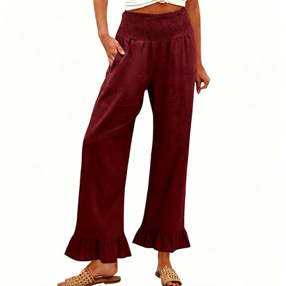 Pantalon Lounge pour Femme Style Bbohème avec Finitions à Volants