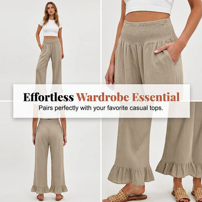 Pantalon Lounge pour Femme Style Bbohème avec Finitions à Volants