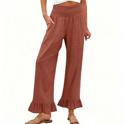 Pantalon Lounge pour Femme Style Bbohème avec Finitions à Volants