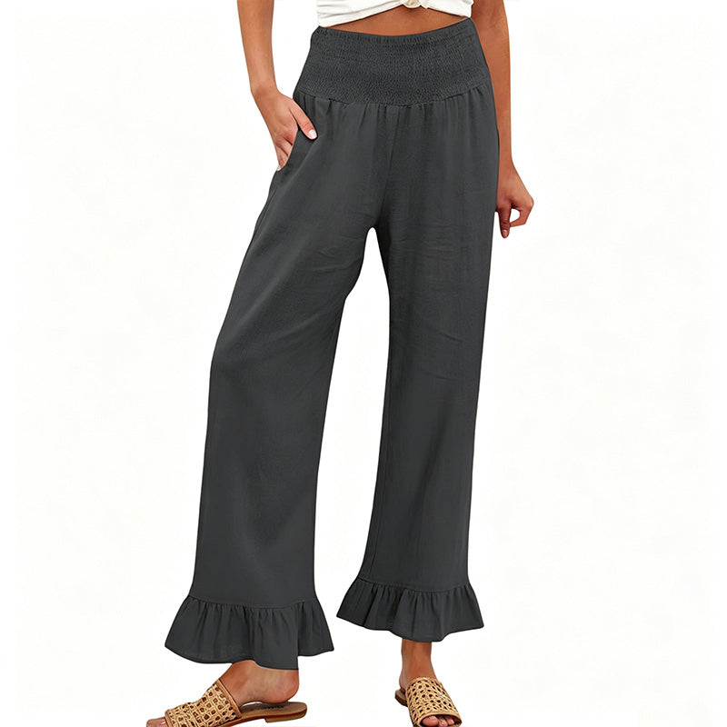 Pantalon Lounge pour Femme Style Bbohème avec Finitions à Volants
