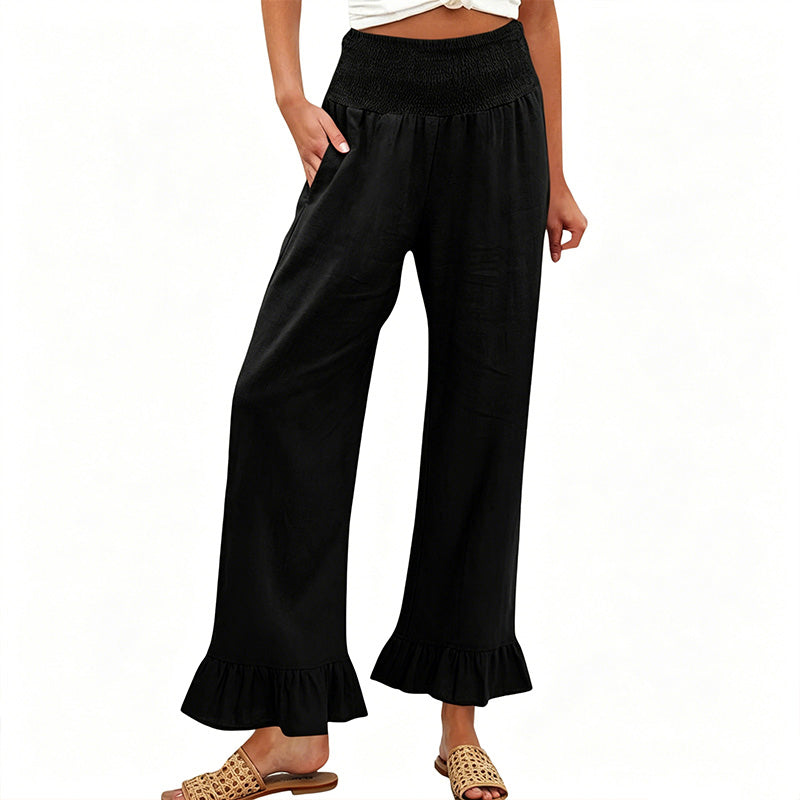 Pantalon Lounge pour Femme Style Bbohème avec Finitions à Volants