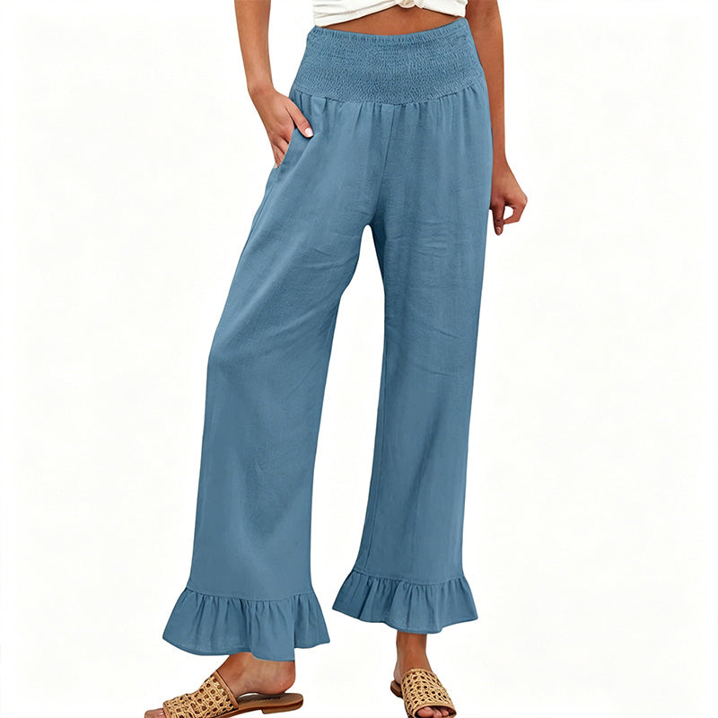 Pantalon Lounge pour Femme Style Bbohème avec Finitions à Volants