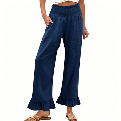 Pantalon Lounge pour Femme Style Bbohème avec Finitions à Volants