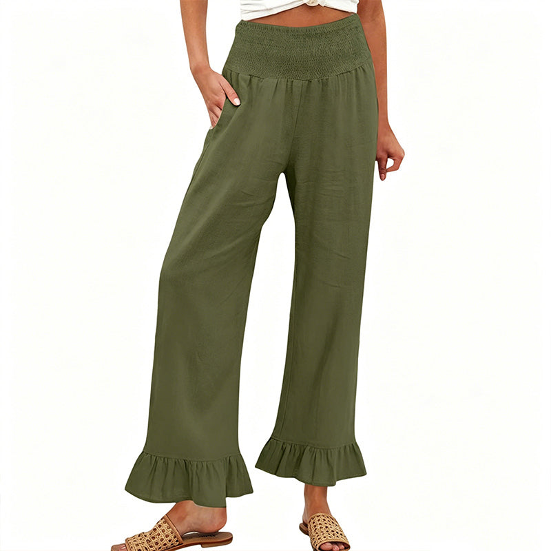 Pantalon Lounge pour Femme Style Bbohème avec Finitions à Volants