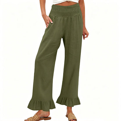 Pantalon Lounge pour Femme Style Bbohème avec Finitions à Volants
