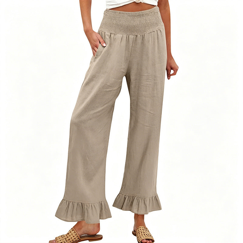 Pantalon Lounge pour Femme Style Bbohème avec Finitions à Volants
