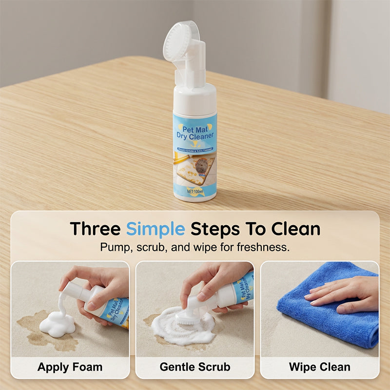 Nettoyant moussant sans eau pour tapis pour animaux de compagnie avec brosse