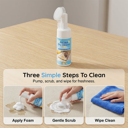 Nettoyant moussant sans eau pour tapis pour animaux de compagnie avec brosse