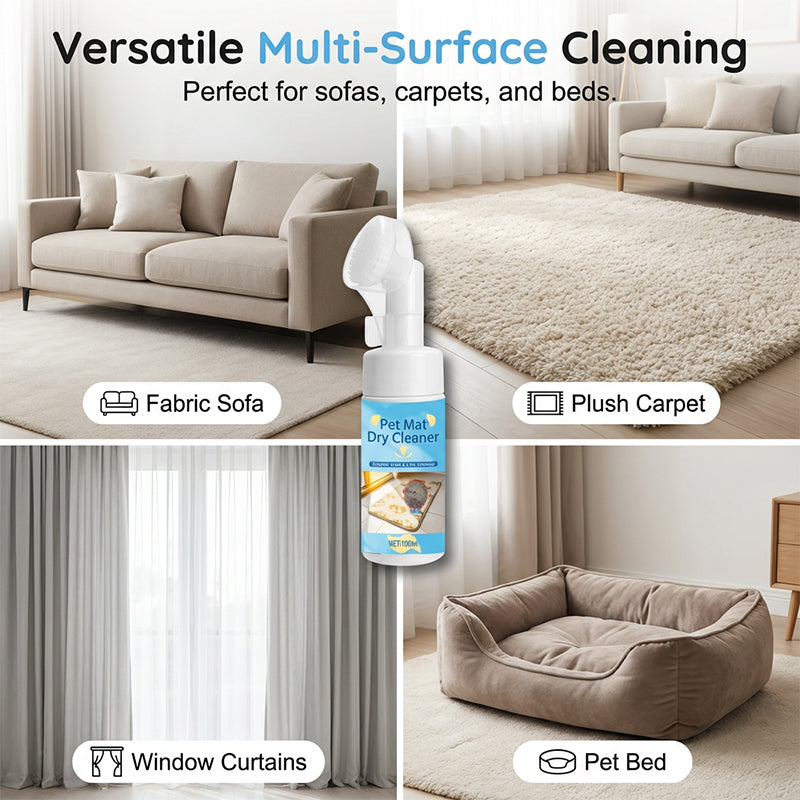 Nettoyant moussant sans eau pour tapis pour animaux de compagnie avec brosse
