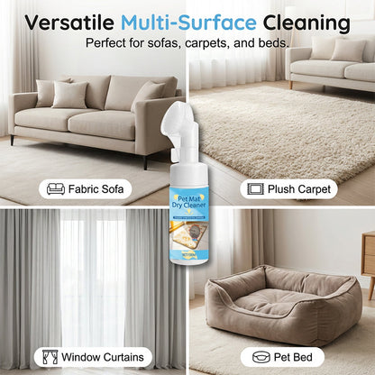 Nettoyant moussant sans eau pour tapis pour animaux de compagnie avec brosse