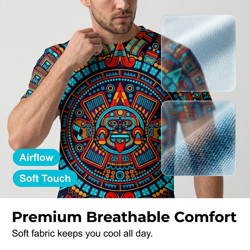 💥T-shirt à manches courtes pour homme, style tribal vintage✈️