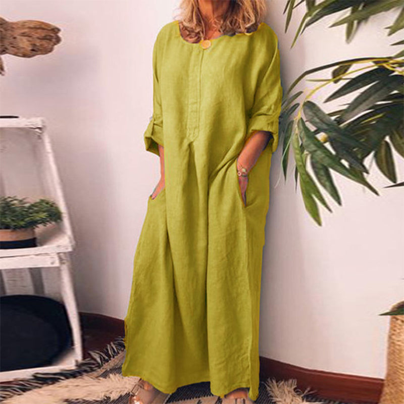 💥50 % DE RÉDUCTION !🔥Robe longue ample décontractée en coton et lin pour femme✈️