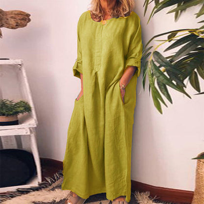 💥50 % DE RÉDUCTION !🔥Robe longue ample décontractée en coton et lin pour femme✈️