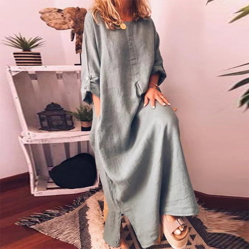 💥50 % DE RÉDUCTION !🔥Robe longue ample décontractée en coton et lin pour femme✈️