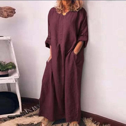 💥50 % DE RÉDUCTION !🔥Robe longue ample décontractée en coton et lin pour femme✈️