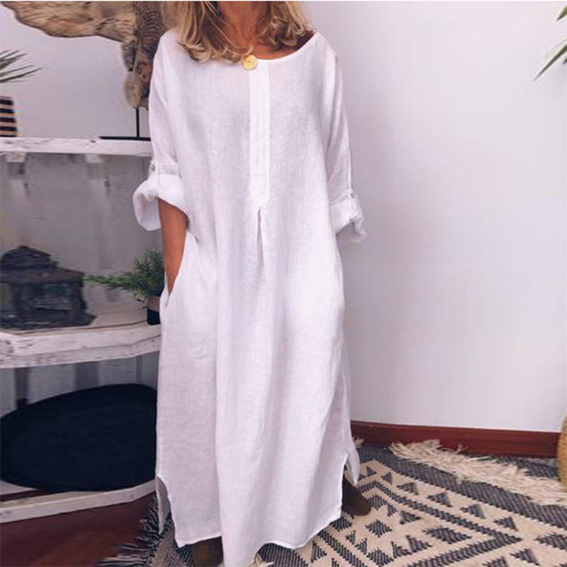 💥50 % DE RÉDUCTION !🔥Robe longue ample décontractée en coton et lin pour femme✈️