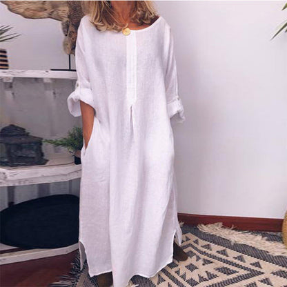 💥50 % DE RÉDUCTION !🔥Robe longue ample décontractée en coton et lin pour femme✈️