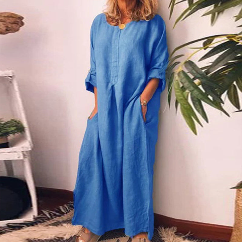 💥50 % DE RÉDUCTION !🔥Robe longue ample décontractée en coton et lin pour femme✈️