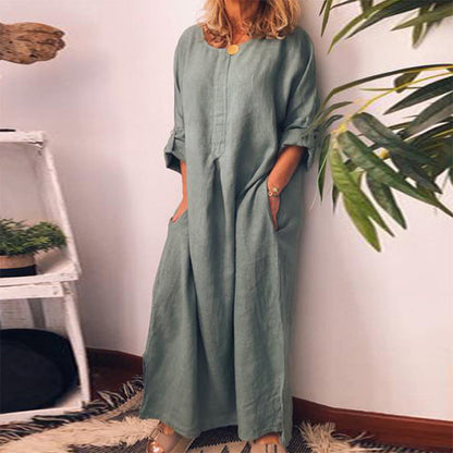 💥50 % DE RÉDUCTION !🔥Robe longue ample décontractée en coton et lin pour femme✈️