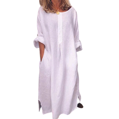 💥50 % DE RÉDUCTION !🔥Robe longue ample décontractée en coton et lin pour femme✈️
