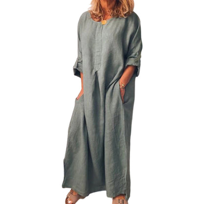 💥50 % DE RÉDUCTION !🔥Robe longue ample décontractée en coton et lin pour femme✈️