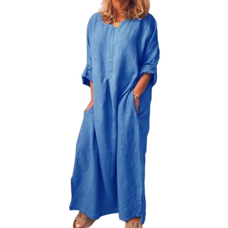 💥50 % DE RÉDUCTION !🔥Robe longue ample décontractée en coton et lin pour femme✈️