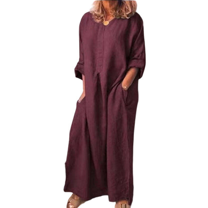 💥50 % DE RÉDUCTION !🔥Robe longue ample décontractée en coton et lin pour femme✈️