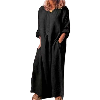 💥50 % DE RÉDUCTION !🔥Robe longue ample décontractée en coton et lin pour femme✈️