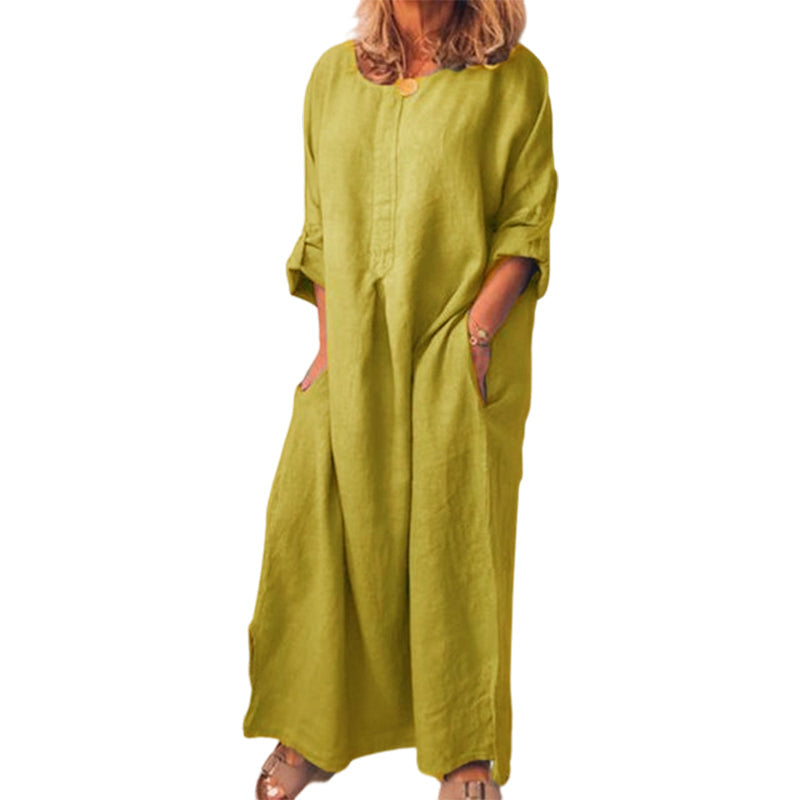 💥50 % DE RÉDUCTION !🔥Robe longue ample décontractée en coton et lin pour femme✈️