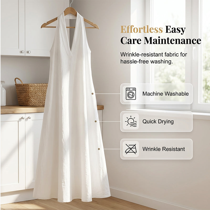 Robe longue élégante et décontractée à col licou pour l'été