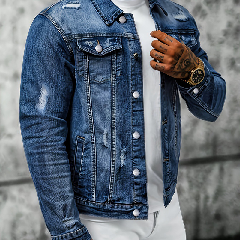 🧥 PROMO LIMITÉE 50% DE RÉDUCTION ! 👖 Veste en Jean Délavé Vintage pour Homme – Design Intemporel, Tissu Durable & Poches Fonctionnelles ✨