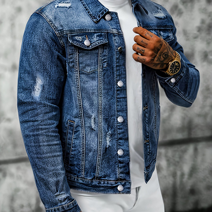 🧥 PROMO LIMITÉE 50% DE RÉDUCTION ! 👖 Veste en Jean Délavé Vintage pour Homme – Design Intemporel, Tissu Durable & Poches Fonctionnelles ✨