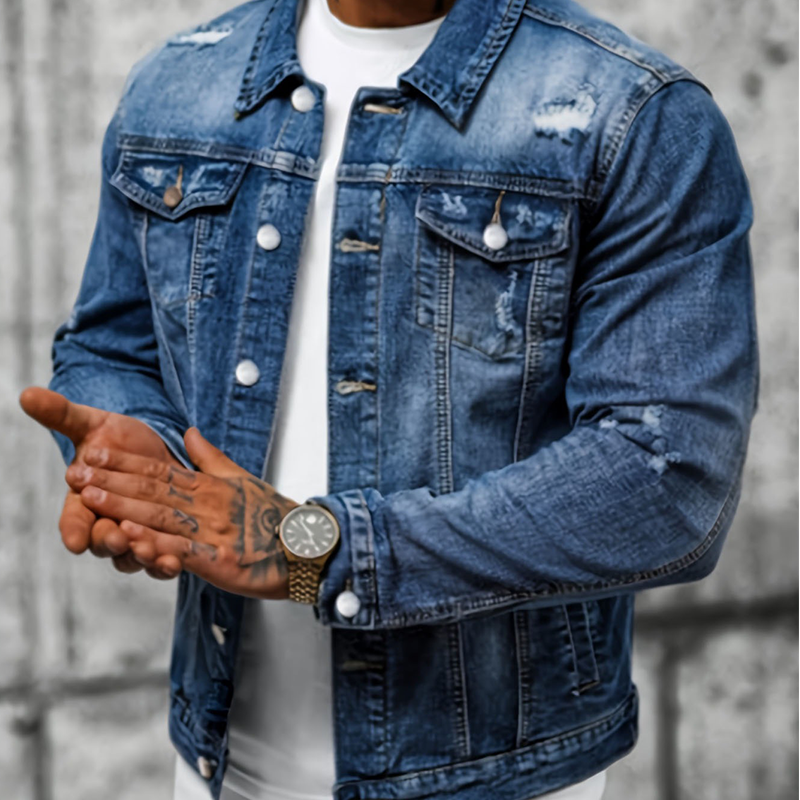 🧥 PROMO LIMITÉE 50% DE RÉDUCTION ! 👖 Veste en Jean Délavé Vintage pour Homme – Design Intemporel, Tissu Durable & Poches Fonctionnelles ✨