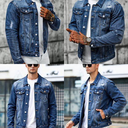 🧥 PROMO LIMITÉE 50% DE RÉDUCTION ! 👖 Veste en Jean Délavé Vintage pour Homme – Design Intemporel, Tissu Durable & Poches Fonctionnelles ✨