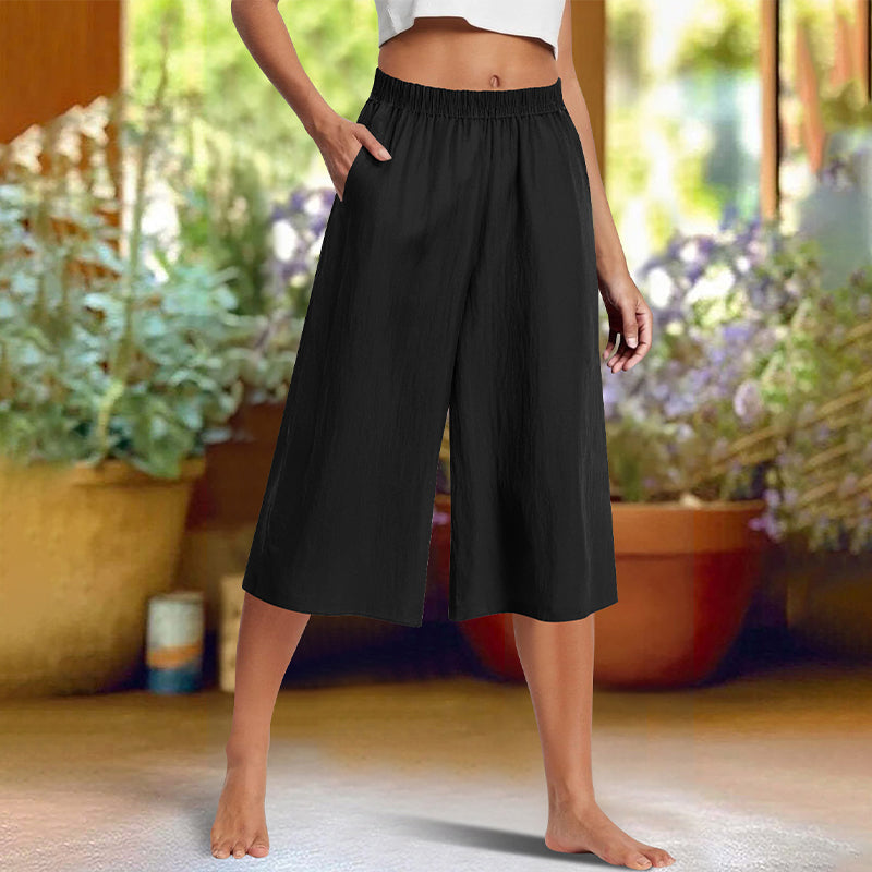 ⏰🔥OFFRE LIMITÉE : 50 % DE RÉDUCTION ! 👖 Pantalon décontracté uni à jambes larges et longueur 3/4 – Confortable, élégant et naturellement chic ✨💃