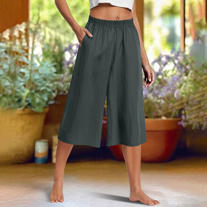 ⏰🔥OFFRE LIMITÉE : 50 % DE RÉDUCTION ! 👖 Pantalon décontracté uni à jambes larges et longueur 3/4 – Confortable, élégant et naturellement chic ✨💃