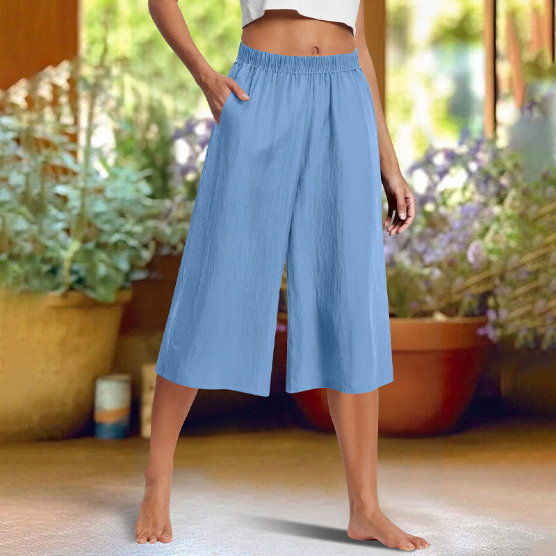 ⏰🔥OFFRE LIMITÉE : 50 % DE RÉDUCTION ! 👖 Pantalon décontracté uni à jambes larges et longueur 3/4 – Confortable, élégant et naturellement chic ✨💃
