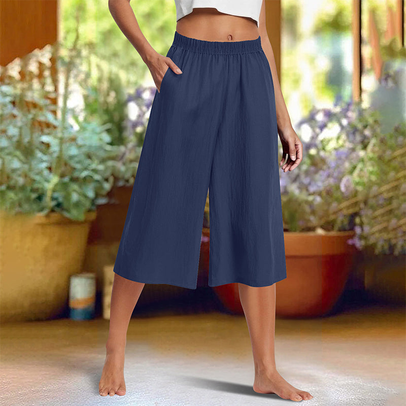 ⏰🔥OFFRE LIMITÉE : 50 % DE RÉDUCTION ! 👖 Pantalon décontracté uni à jambes larges et longueur 3/4 – Confortable, élégant et naturellement chic ✨💃