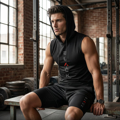 👕🔥 PROMO FLASH 50% ! Ensemble Sport Homme – Sweat Sans Manches & Short Décontracté, Tissu Confortable, Style Streetwear Athlétique ⏰
