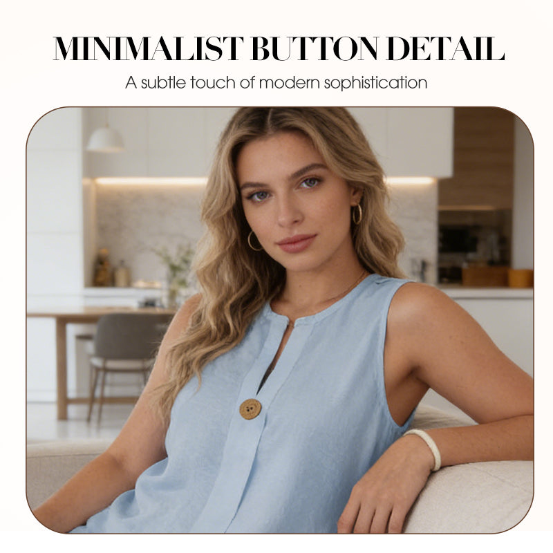 Ensemble Décontracté en Lin Mélangé - Top Sans Manches et Pantalon Large