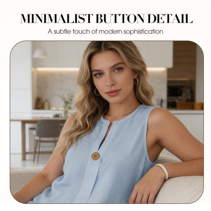 Ensemble Décontracté en Lin Mélangé - Top Sans Manches et Pantalon Large