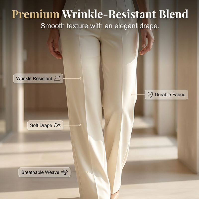 Pantalon élégant plissé à jambes larges pour femmes